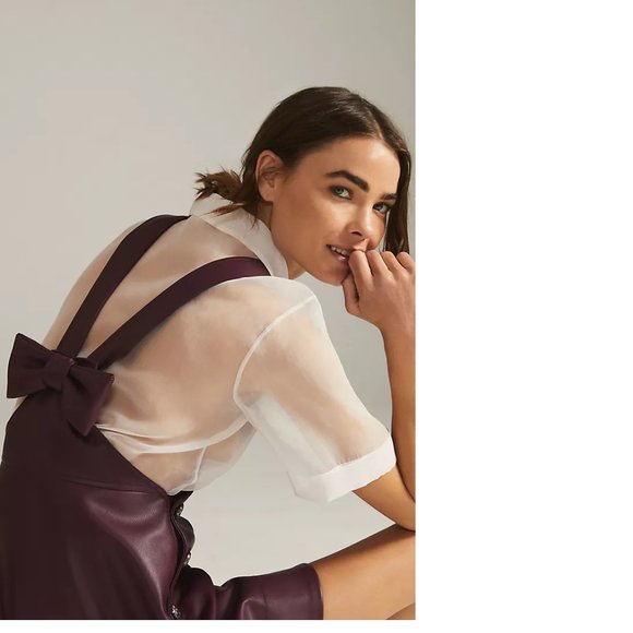 Anthropologie Maeve Faux Leather Pinafore skirt dress new with tag nwt size S - Picture 2 of 10